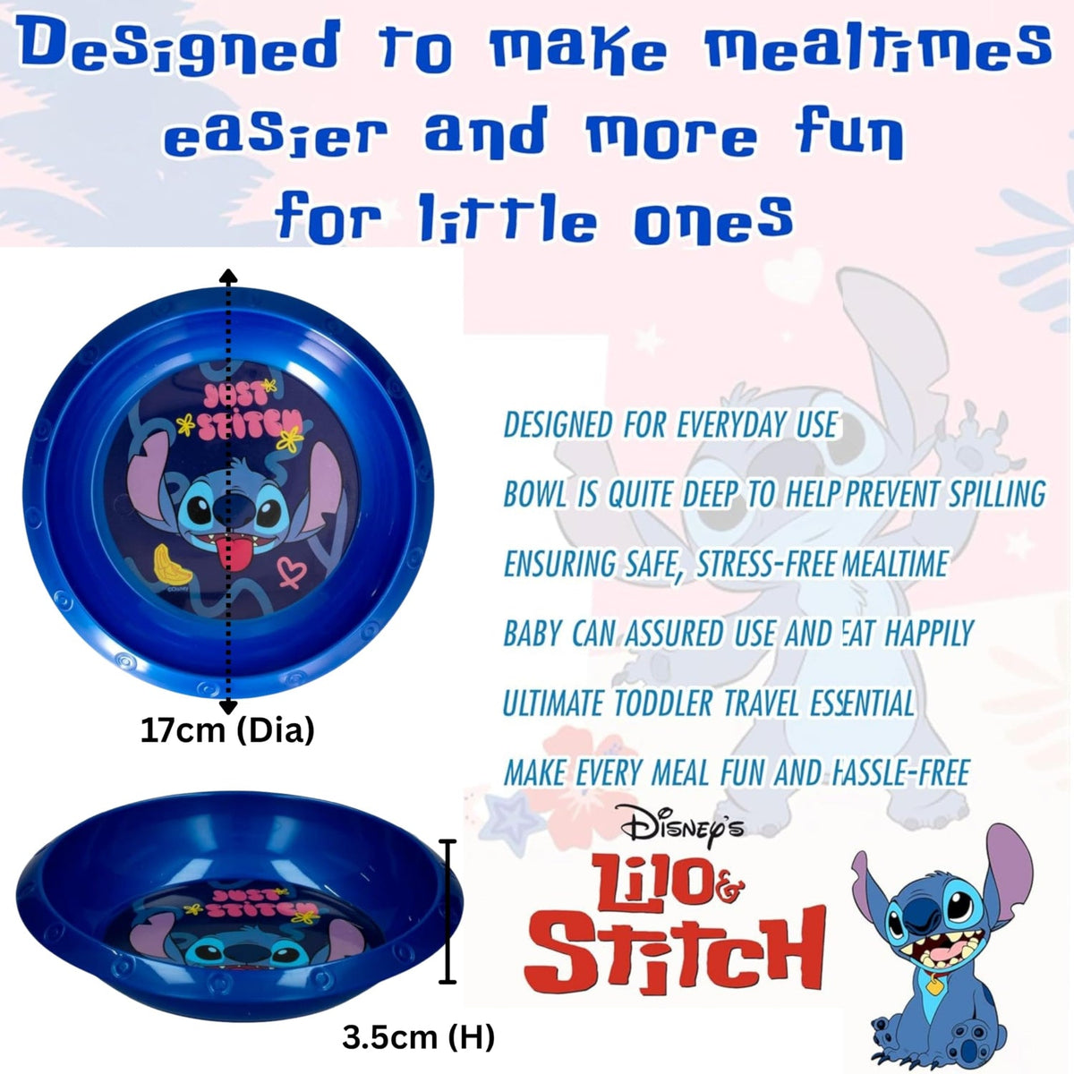 Disney Stitch Kids Licensed Reusable Plastic Snack Bowl 350ml – view 2