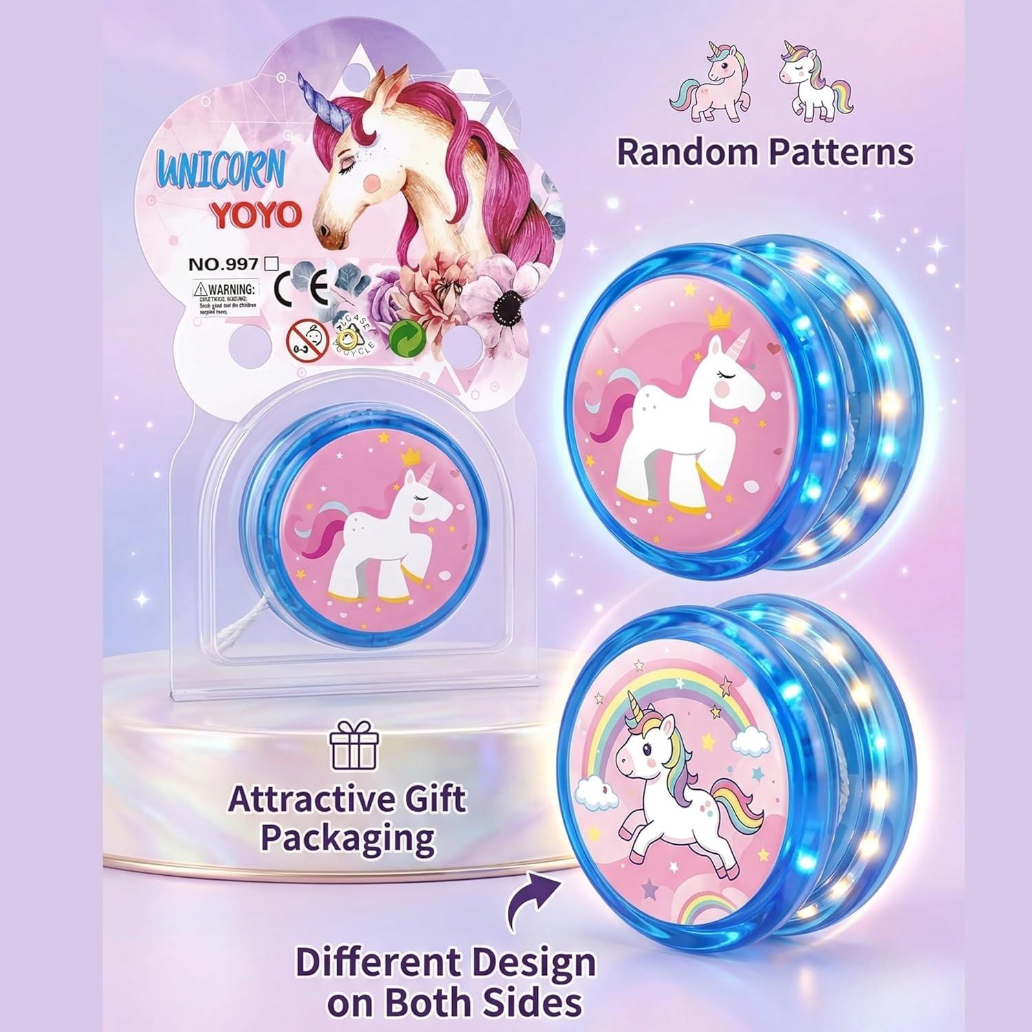 5.5cm LED Light-Up Unicorn Yo-Yos for Kids - Assorted