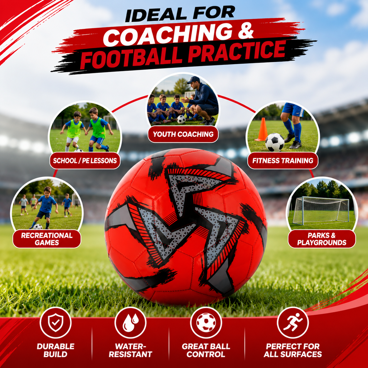 32-Panel Inflatable Football Size 5