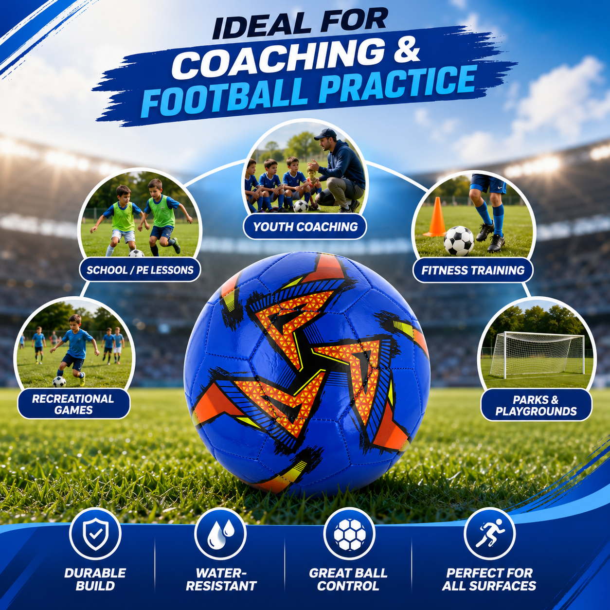 32-Panel Inflatable Football Size 5