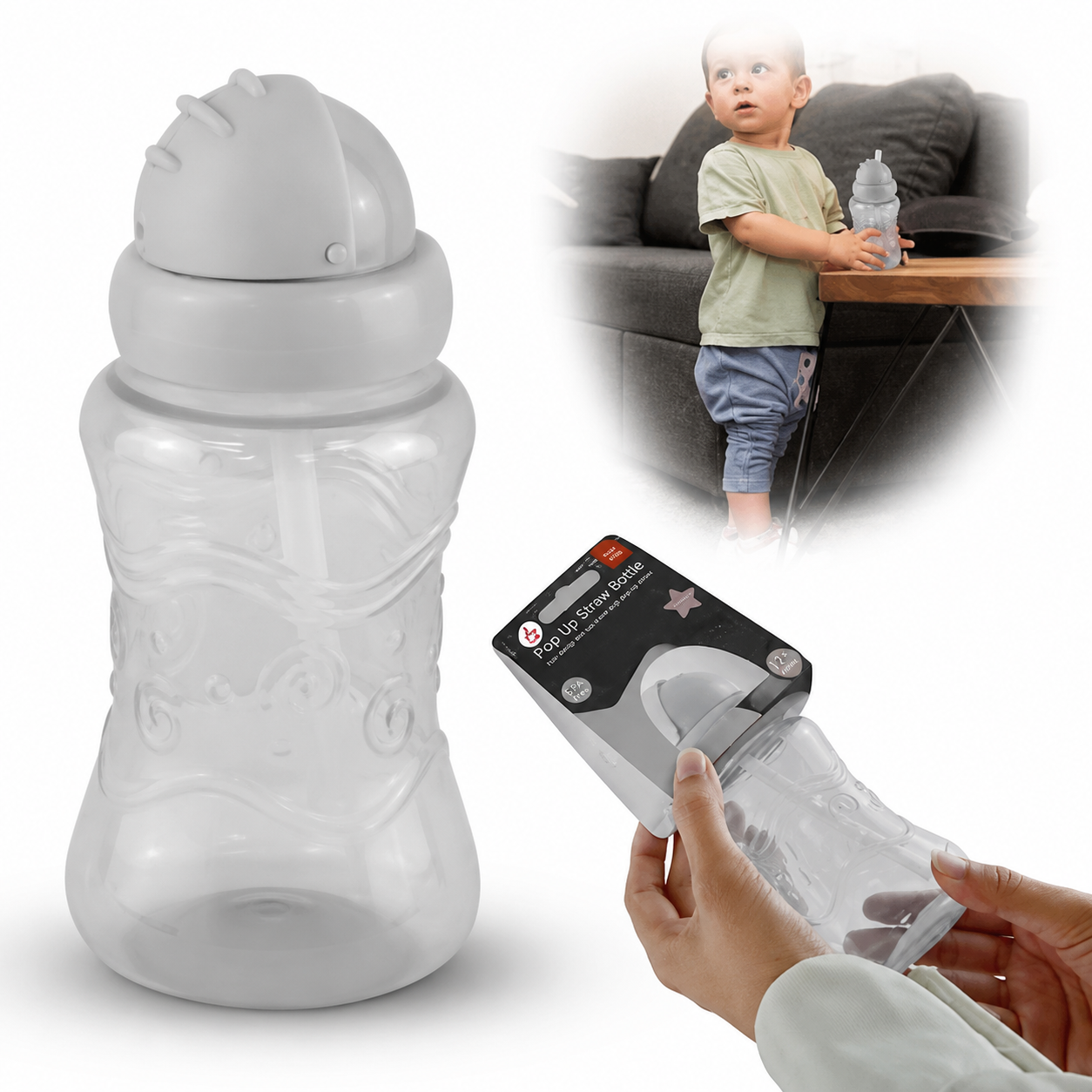 300ml Baby Sippy Cup with Pop-Up Straw 12+m
