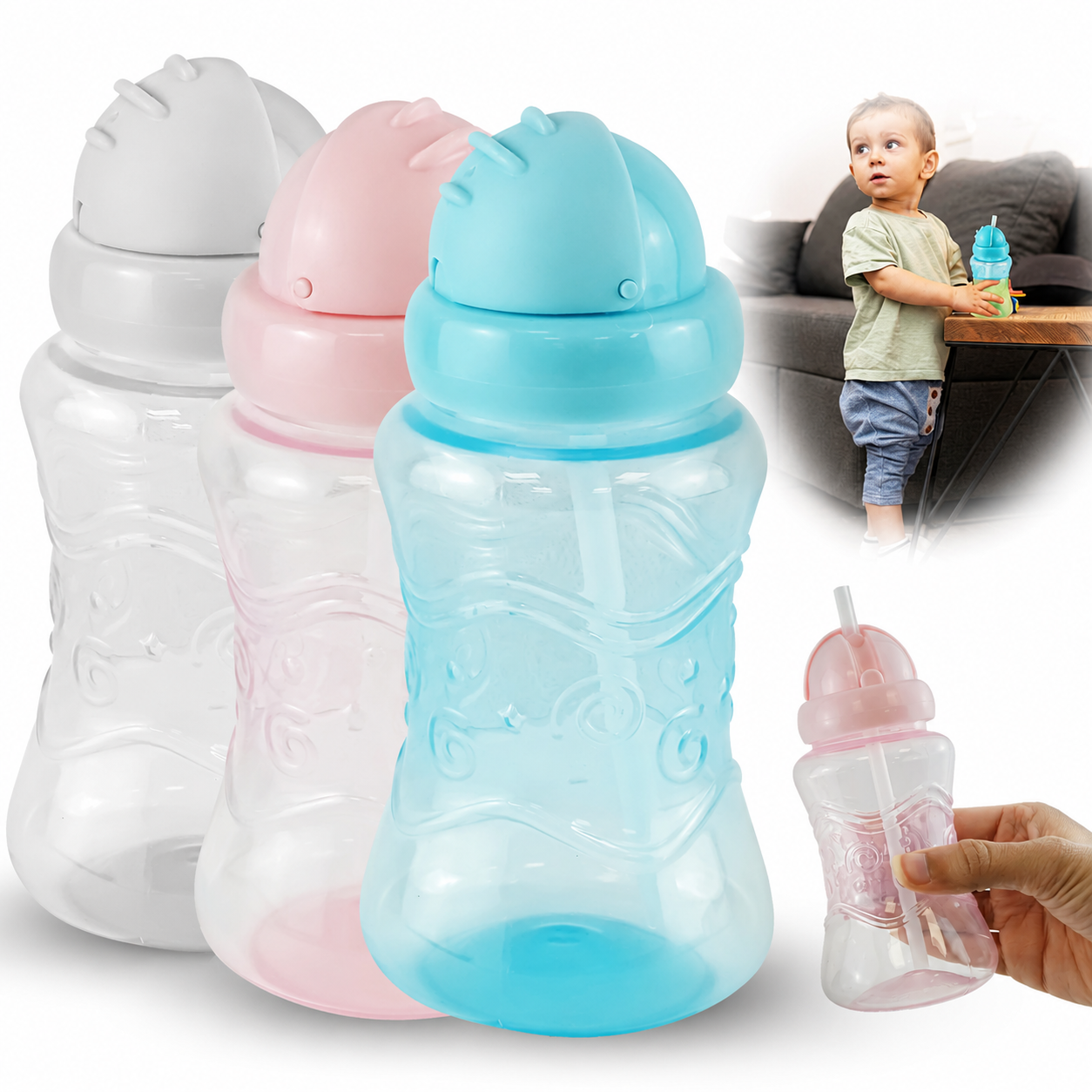 300ml Baby Sippy Cup with Pop-Up Straw 12+m