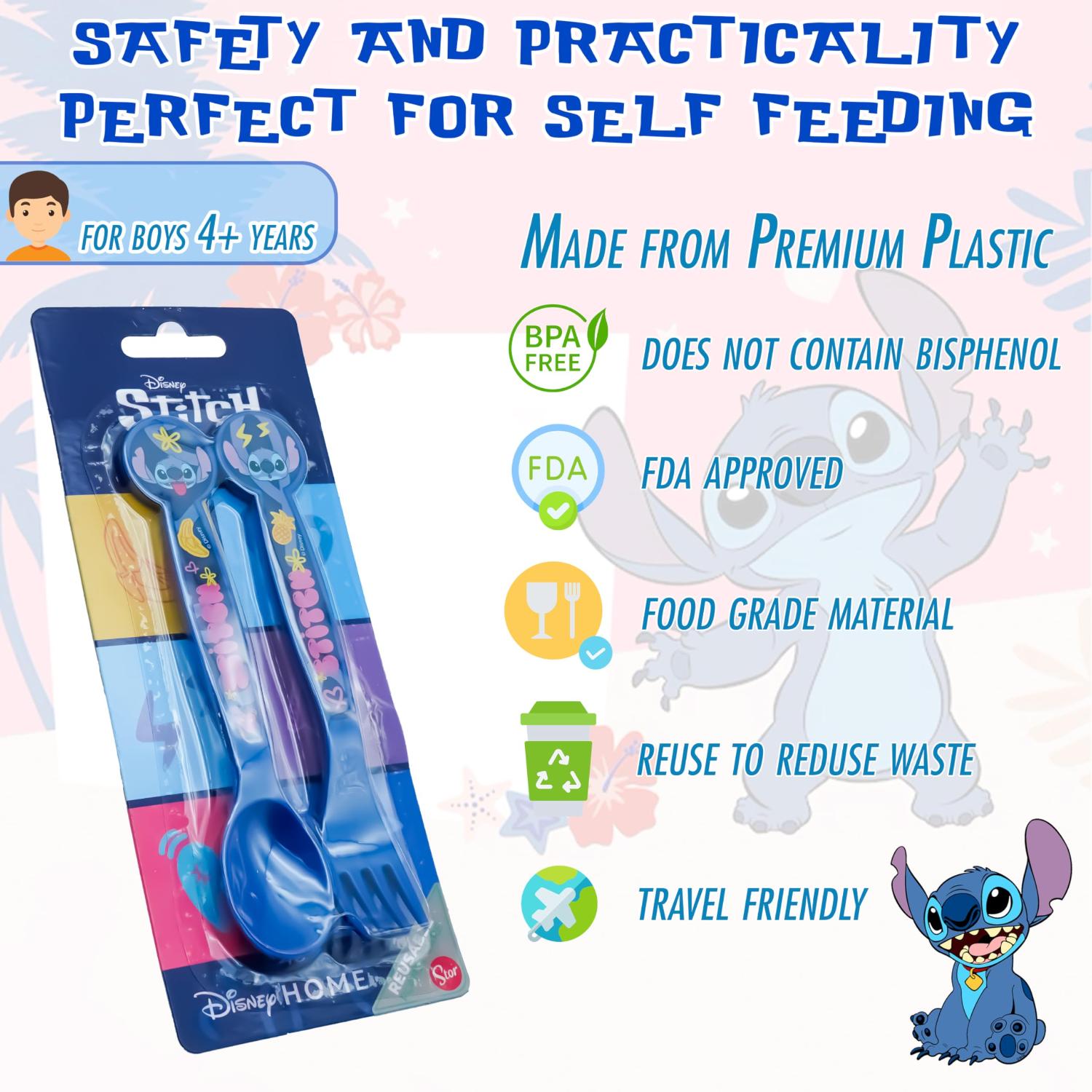 Kids 2 Piece Cutlery Set BPA-Free Plastic Spoon & Fork