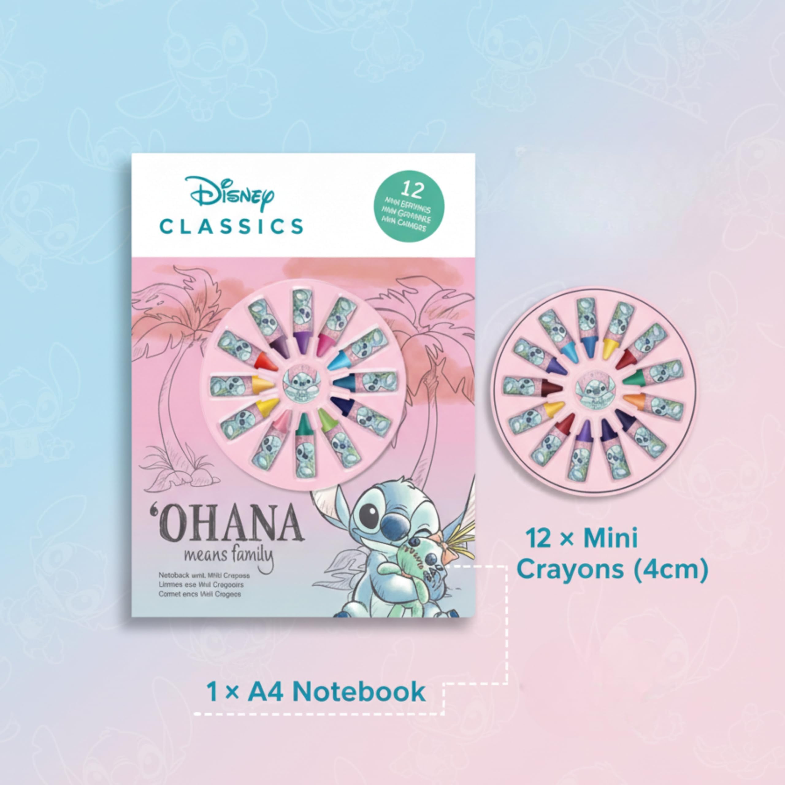 Kids Notebook & Mini Crayons Colouring Set – Assorted