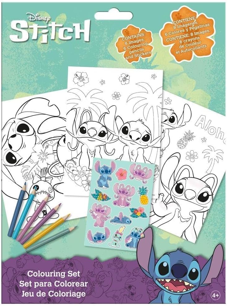 Disney Stitch Kids Licensed Colouring Activity Set with Pencils – view 2