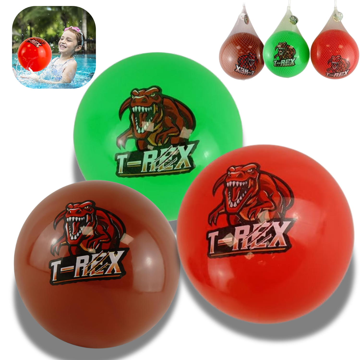 9in Inflatable Dinosaur Ball Random Colour