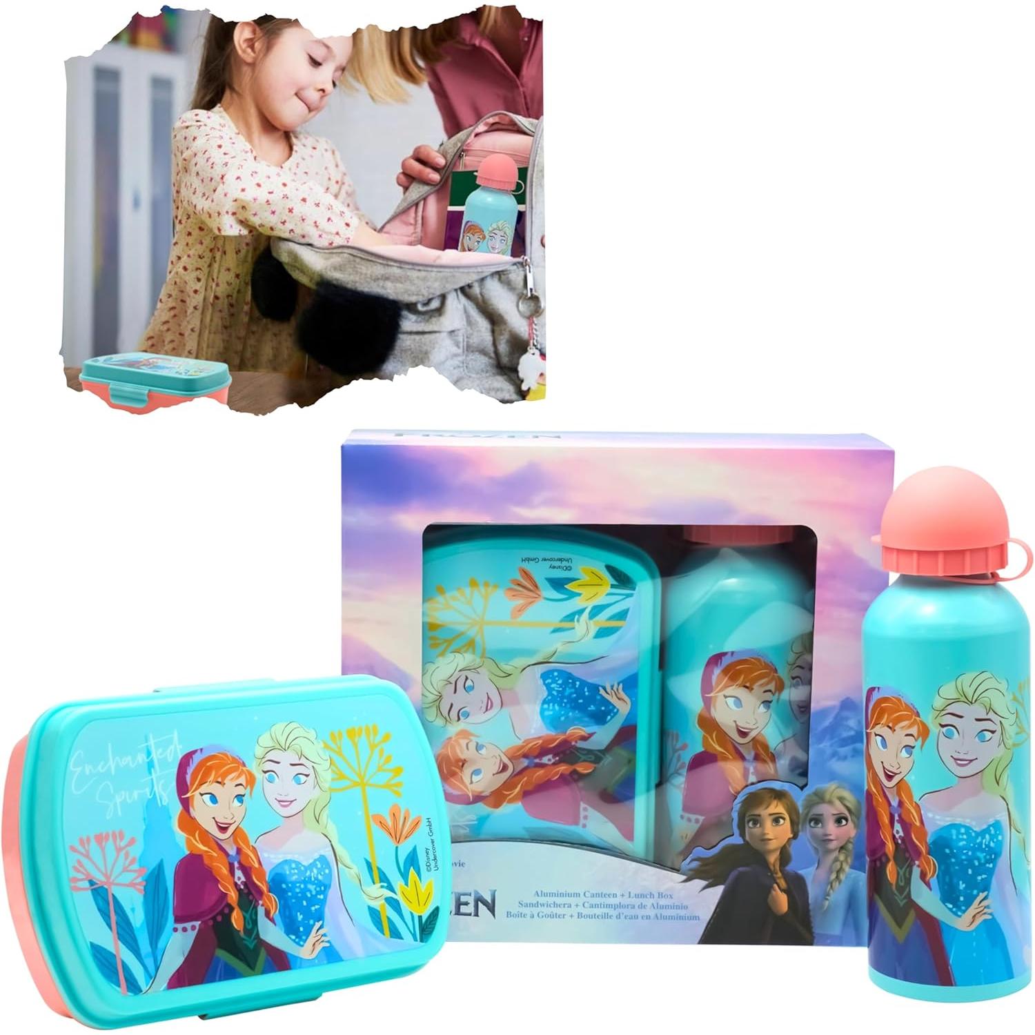 Kids Plastic Lunchbox with Aluminium Water Bottle Set - Assorted