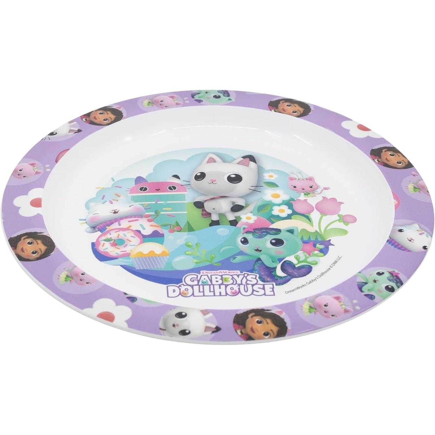 5 Piece Kids Dinnerware Set BPA-Free Plastic Plate Bowl Cup Fork & Spoon