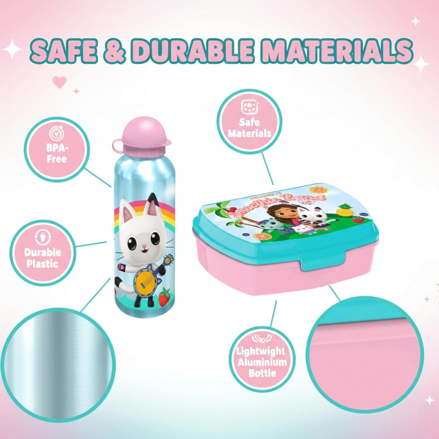 Kids Plastic Lunchbox with Aluminium Water Bottle Set - Assorted