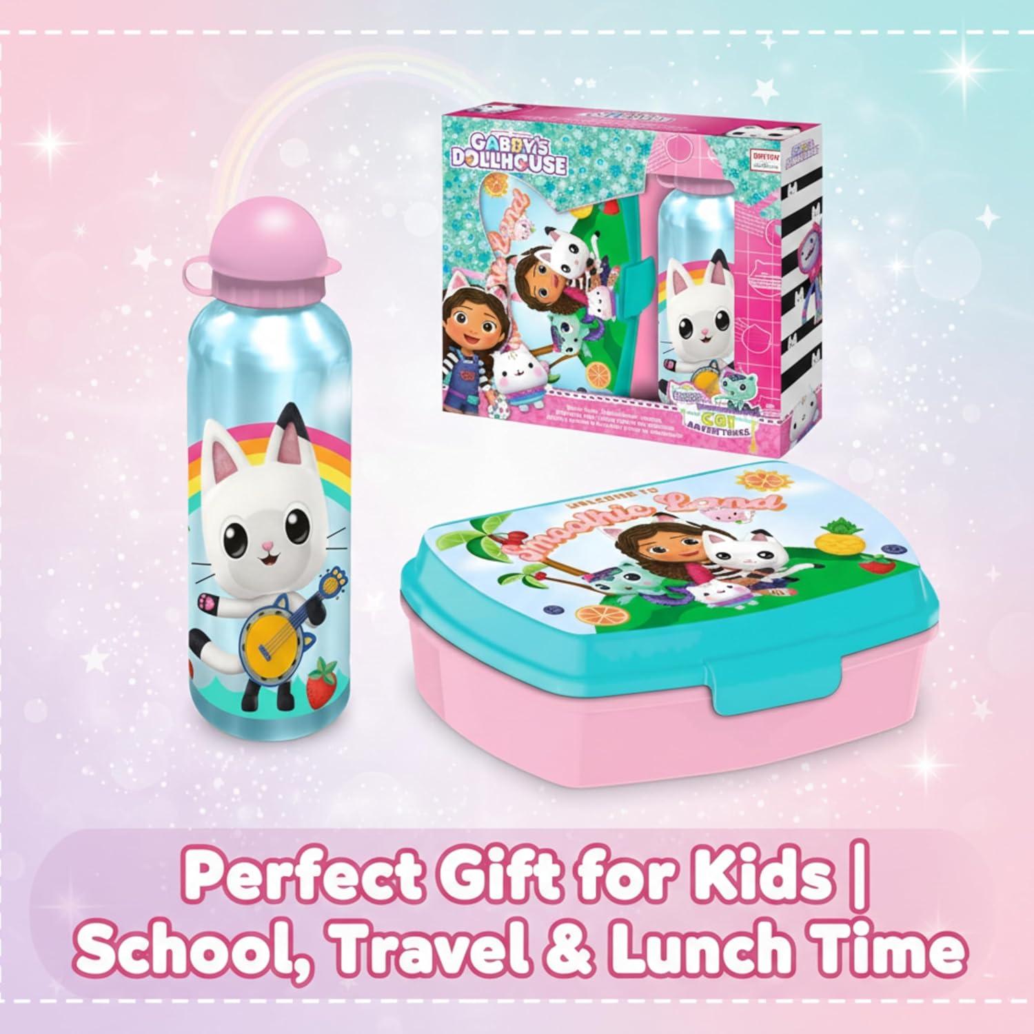 Kids Plastic Lunchbox with Aluminium Water Bottle Set - Assorted