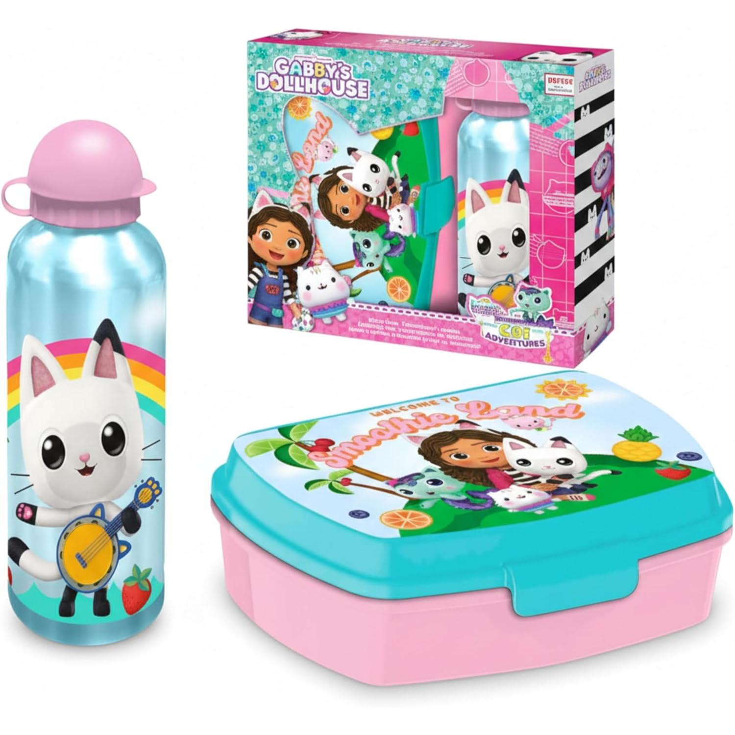 Kids Plastic Lunchbox with Aluminium Water Bottle Set - Assorted