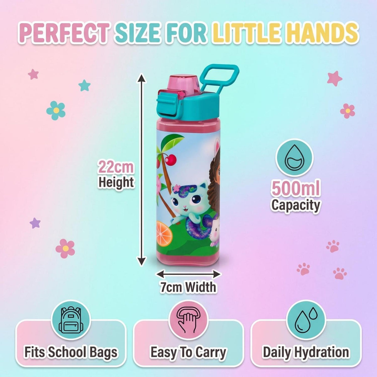 500ml Square Kids Water Bottle - Gabbys Dollhouse – view 5