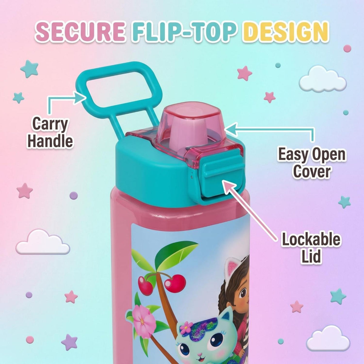 500ml Square Kids Water Bottle - Gabbys Dollhouse – view 3