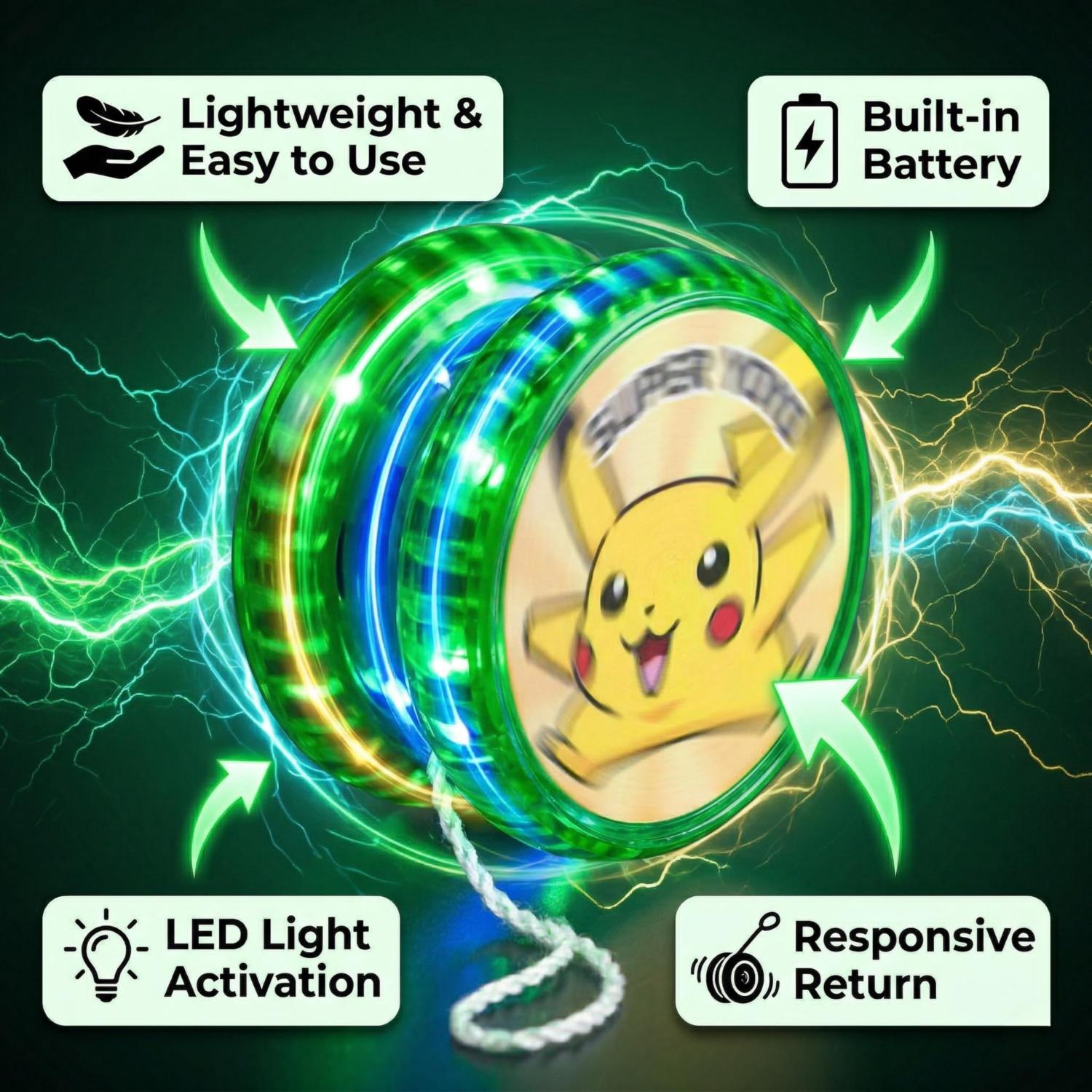 5.5cm Pokemon LED Light-Up YoYo Toys for Kids – Assorted