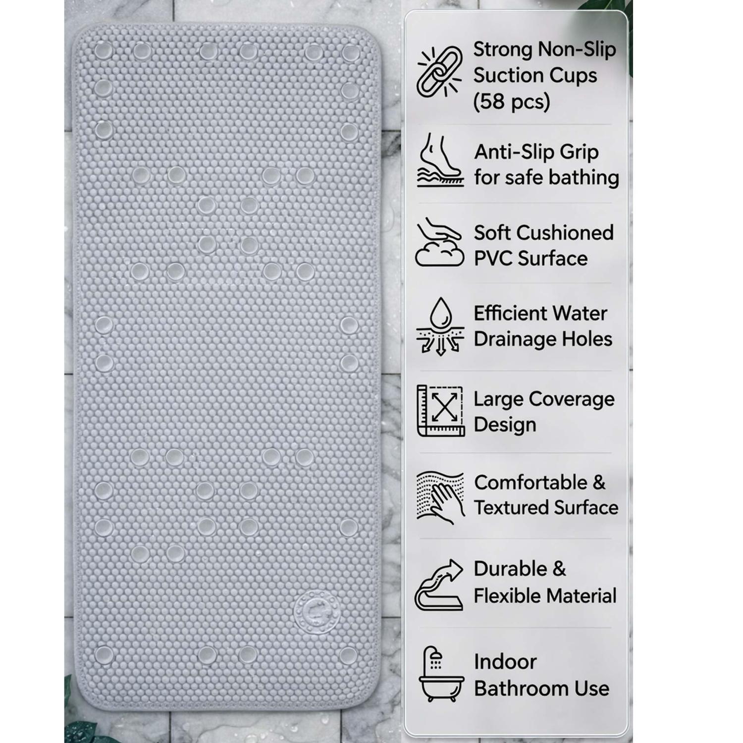 Non Slip Bath Mat with Suction Cups Drain Holes