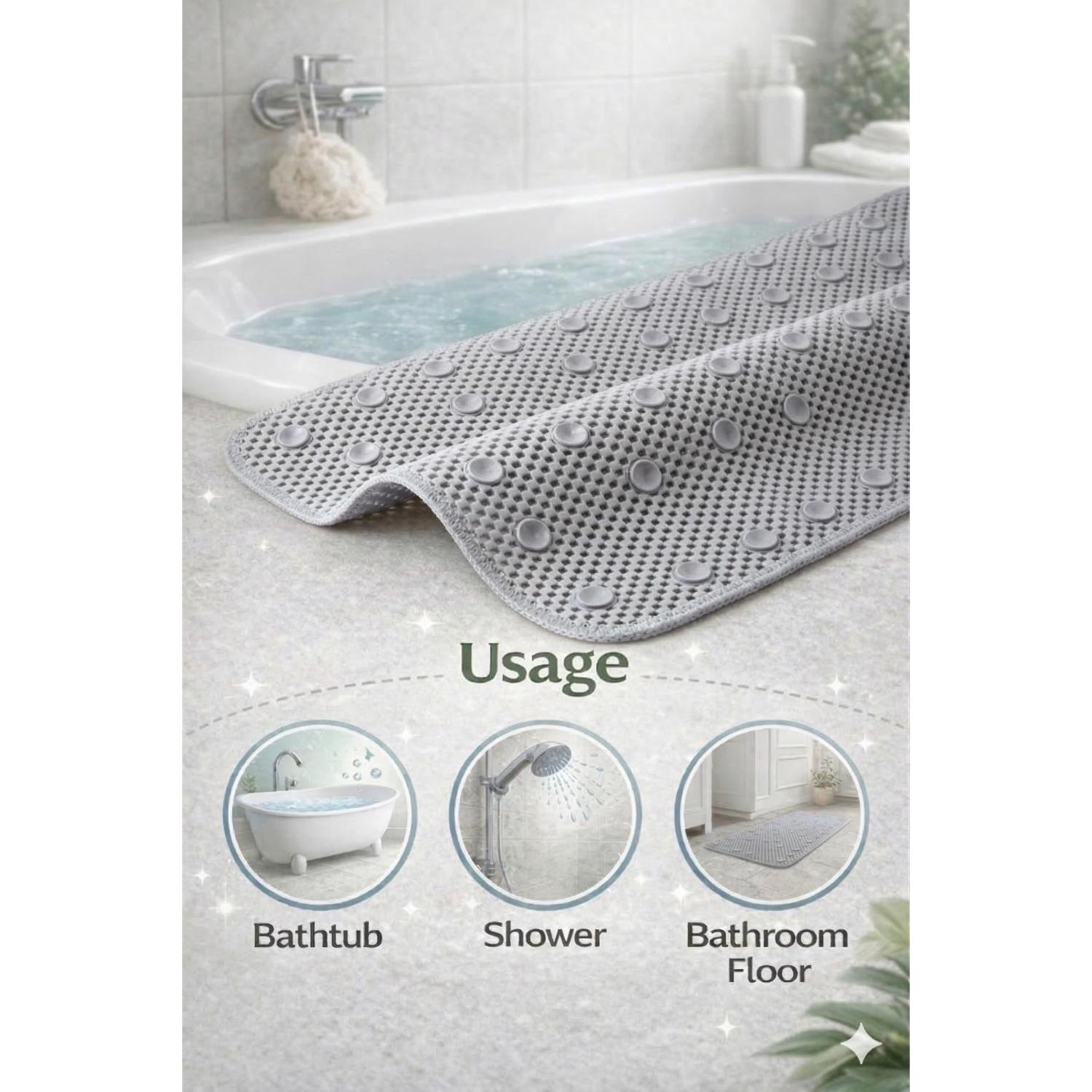 Non Slip Bath Mat with Suction Cups Drain Holes