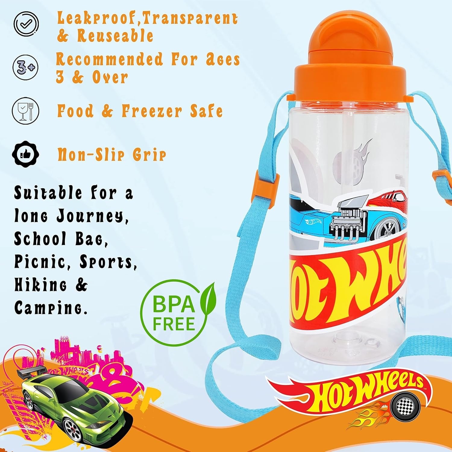 500ml Tritan Water Bottle with Strap for Children