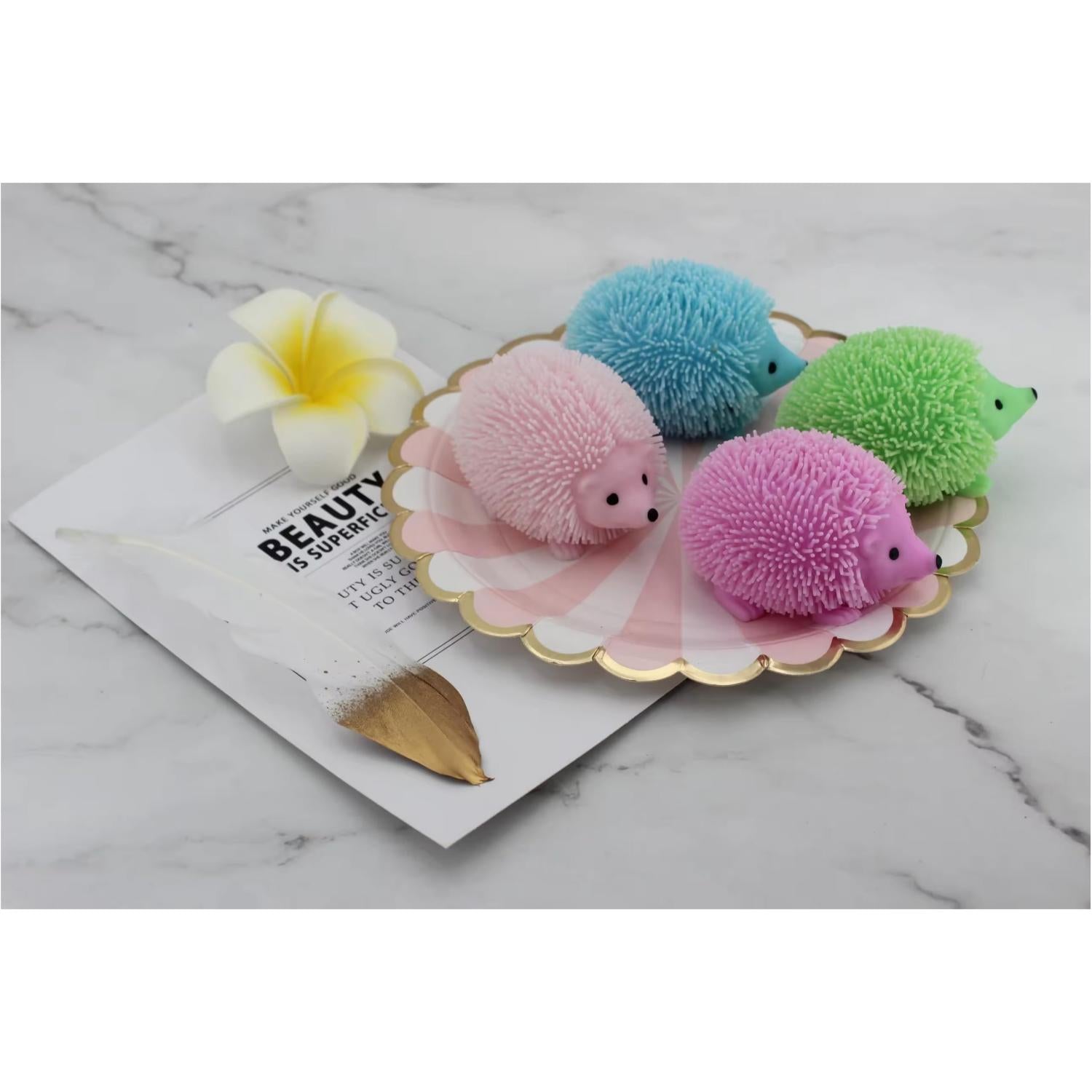 8cm Light Up Hedgehog Fidget Stress Balls - 4 Pack