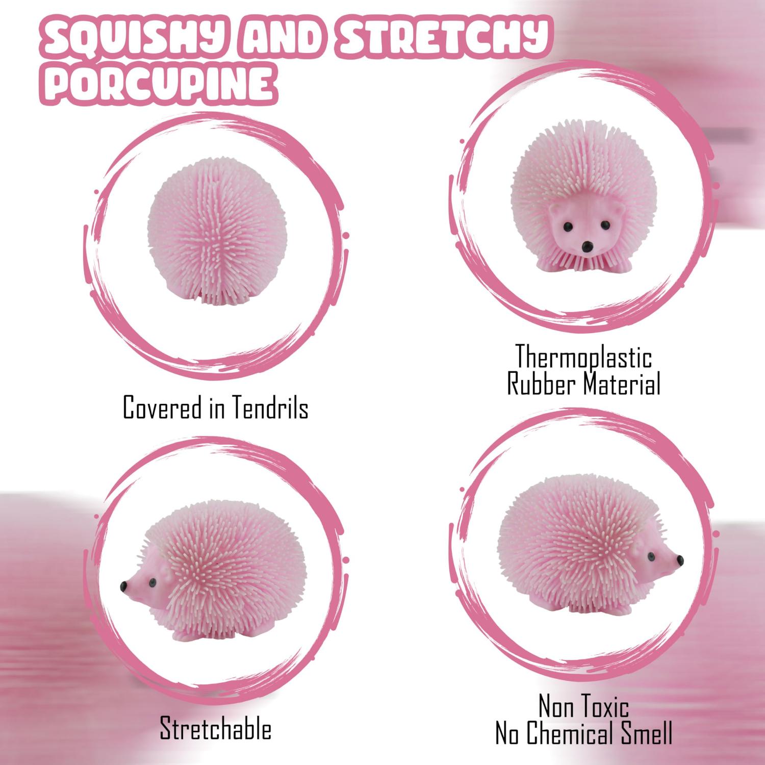 8cm Light Up Hedgehog Fidget Stress Balls - 4 Pack