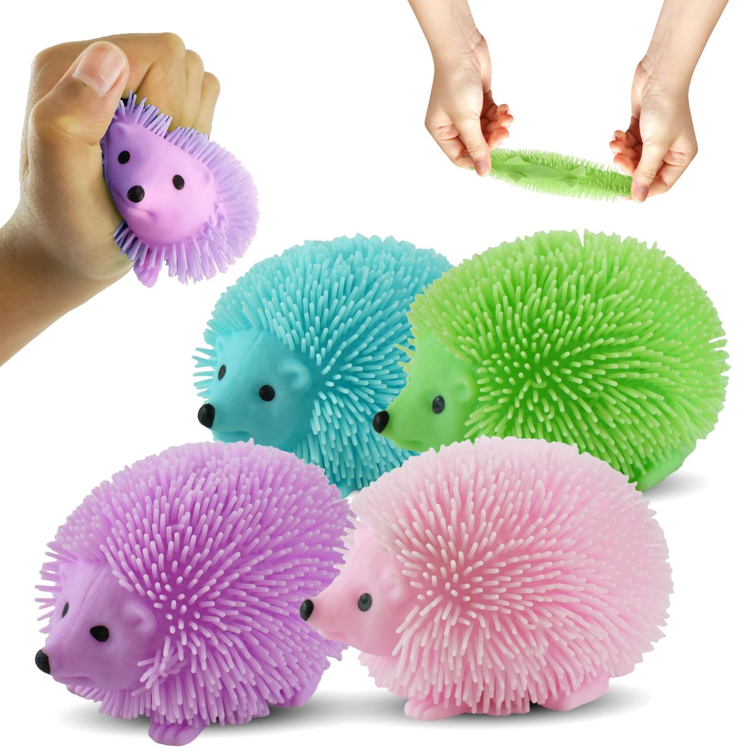 8cm Light Up Hedgehog Fidget Stress Balls - 4 Pack