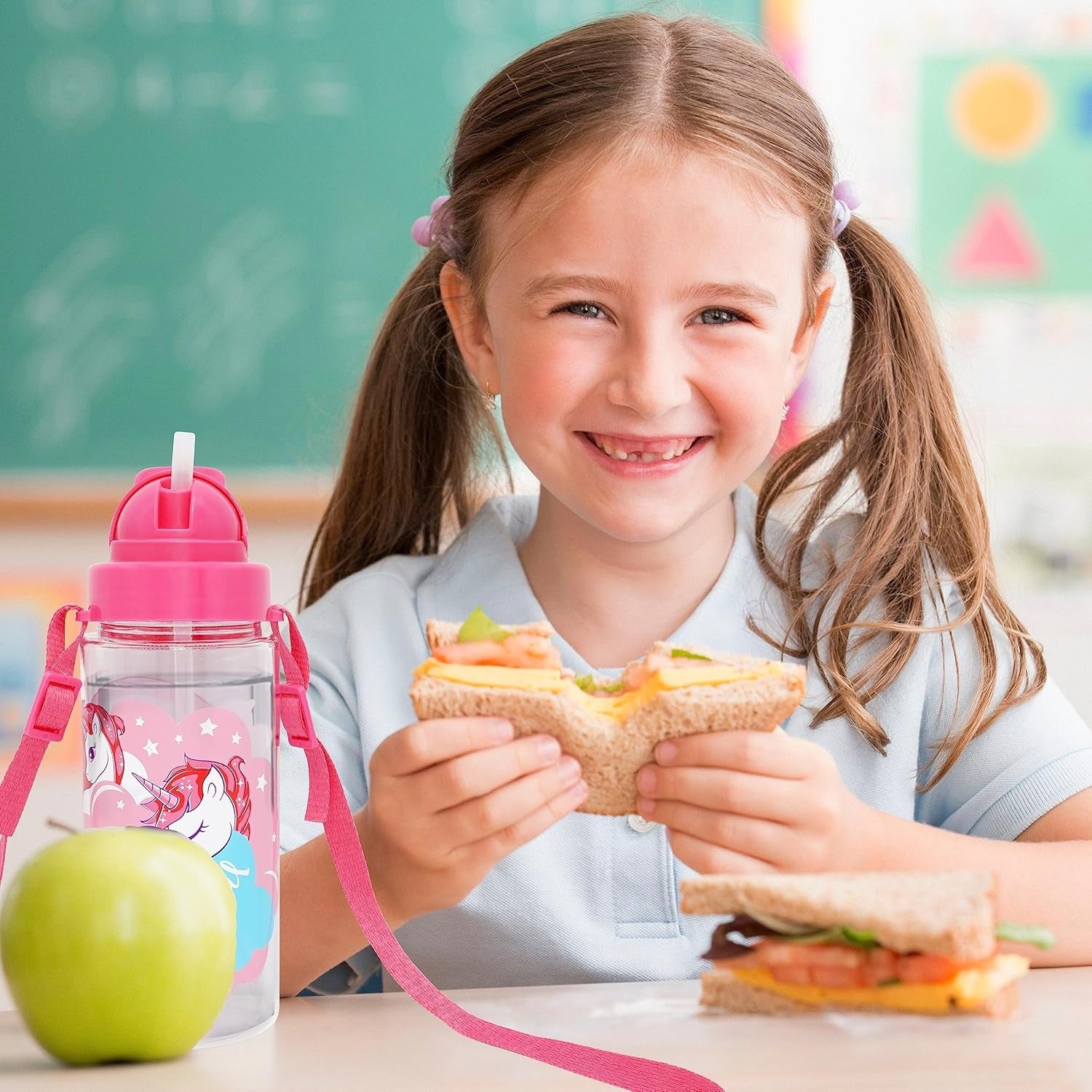 500ml Tritan Water Bottle with Strap for Children