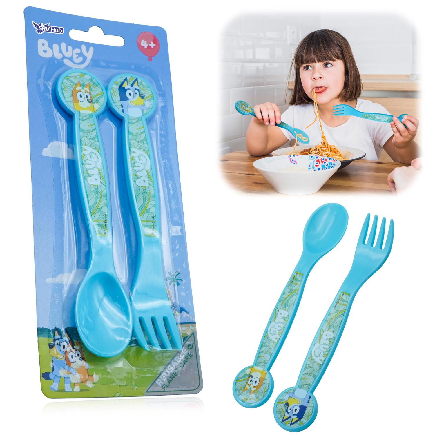 Kids 2 Piece Cutlery Set BPA-Free Plastic Spoon & Fork