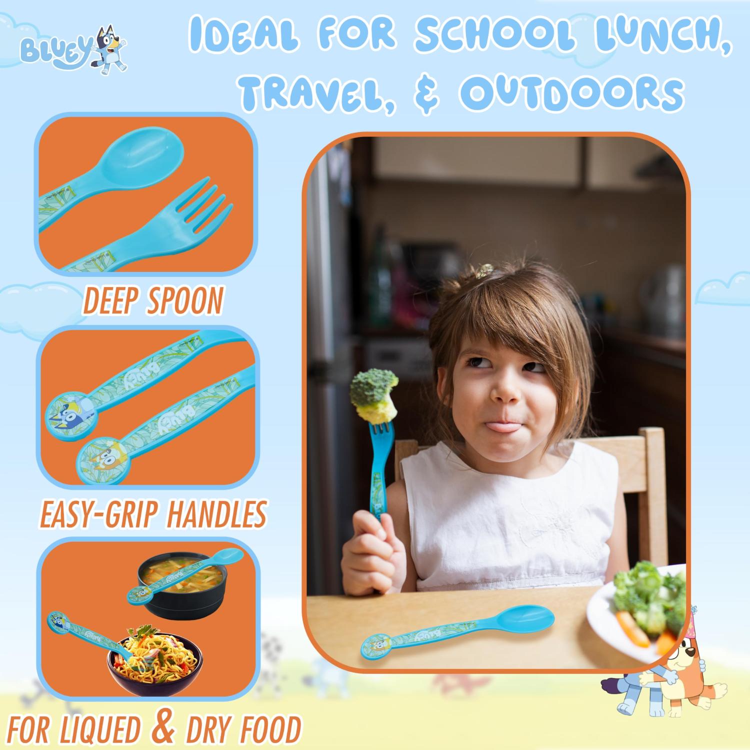Kids 2 Piece Cutlery Set BPA-Free Plastic Spoon & Fork