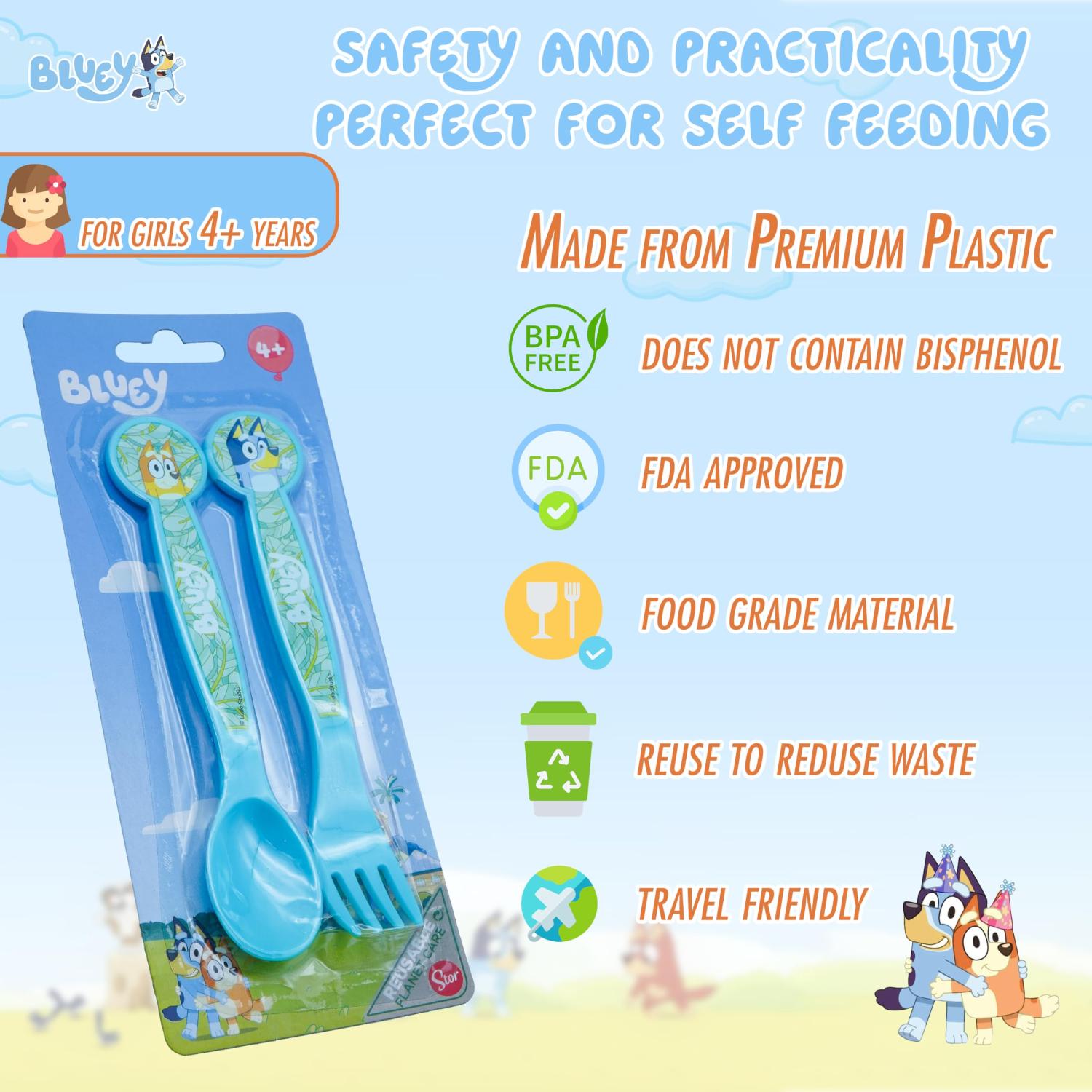 Kids 2 Piece Cutlery Set BPA-Free Plastic Spoon & Fork