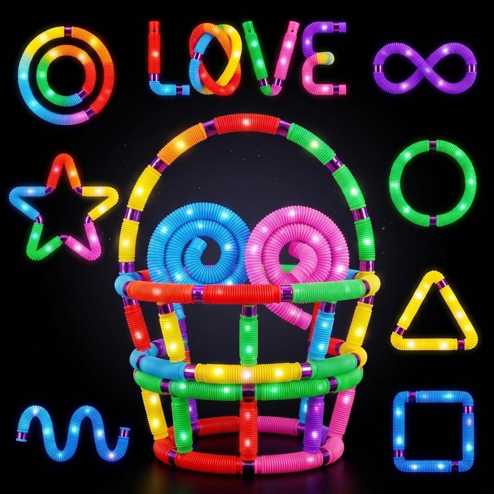 20cm Light Up Pop Tubes Fidget Toys 4Pk