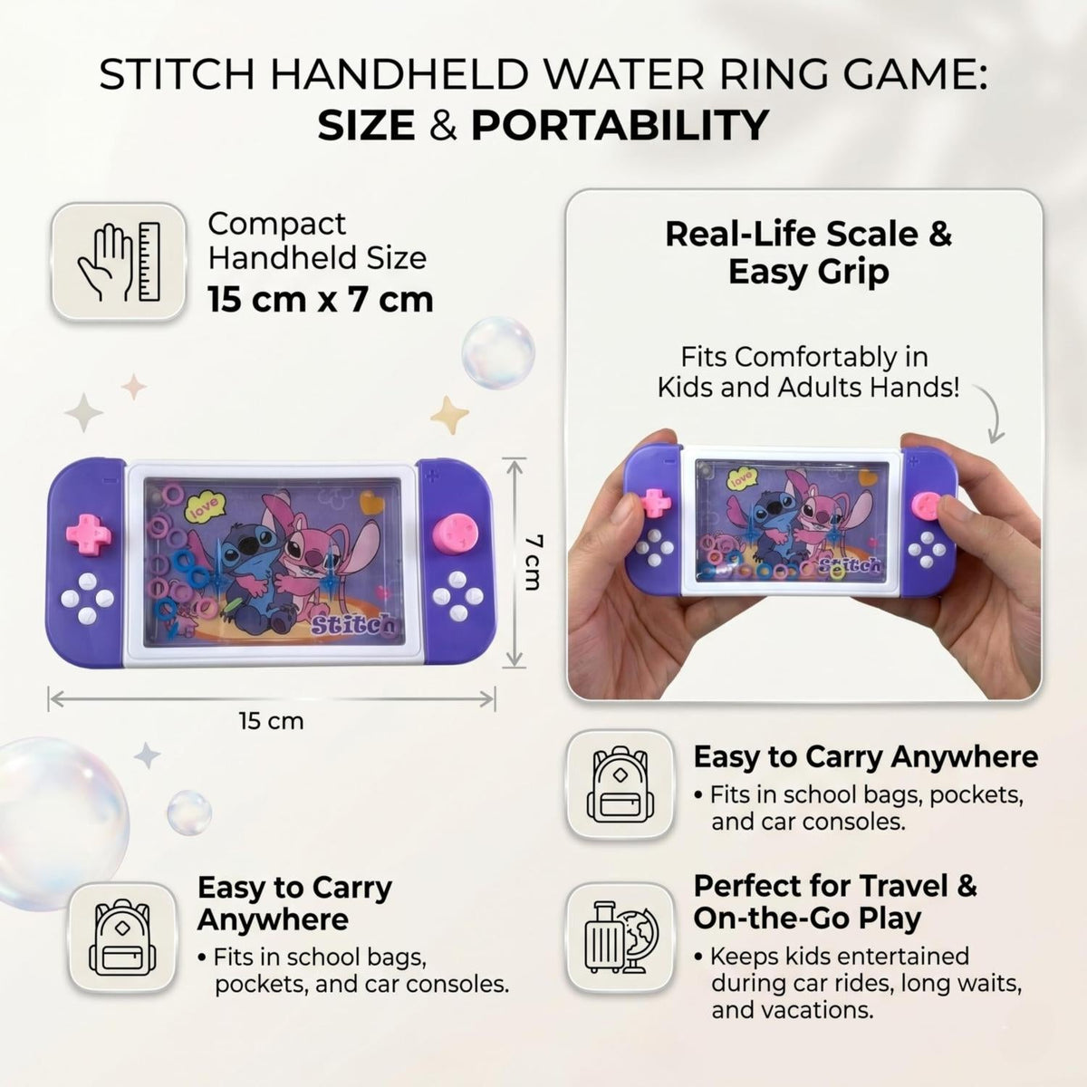 Disney Stitch Kids Licensed Water Ring Game Toys – view 2