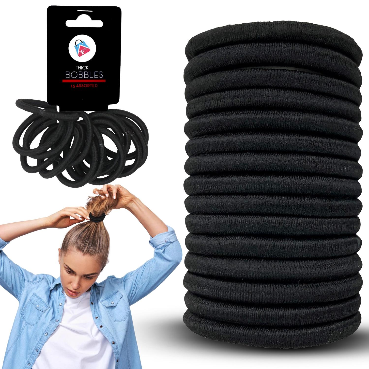 Black Hair Bobbles 15pcs