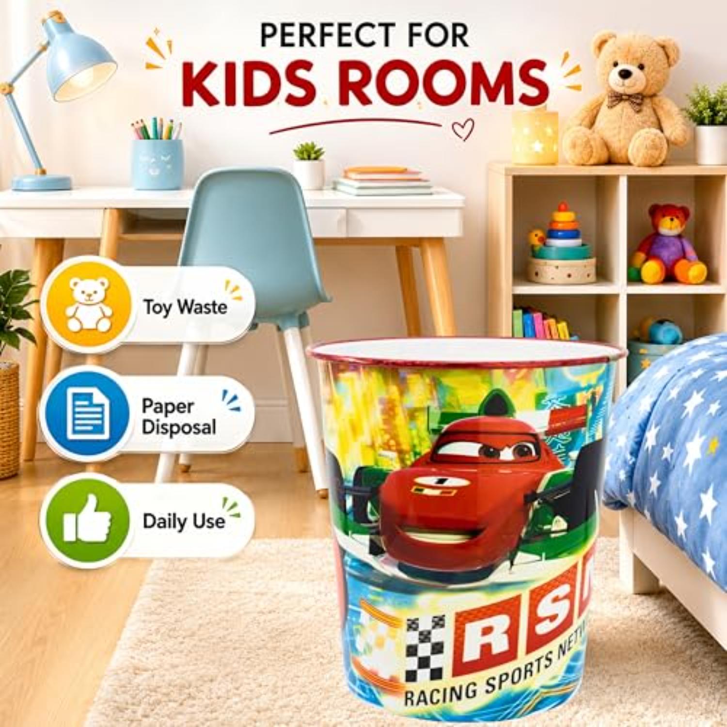 Kids 7L Plastic Dustbin Round Open Top Waste Paper Bin 22cm