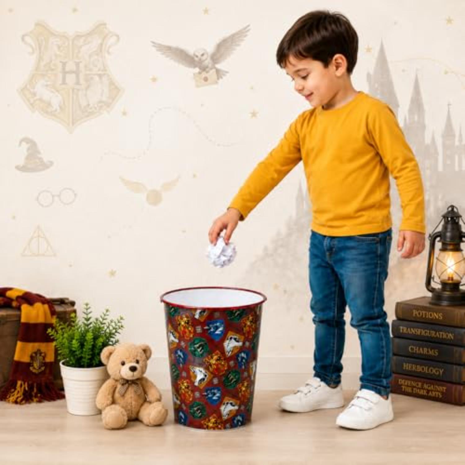 Kids 7L Plastic Dustbin Round Open Top Waste Paper Bin 22cm