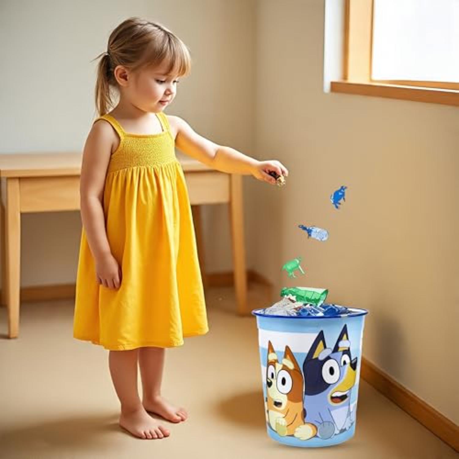 Kids 7L Plastic Dustbin Round Open Top Waste Paper Bin 22cm