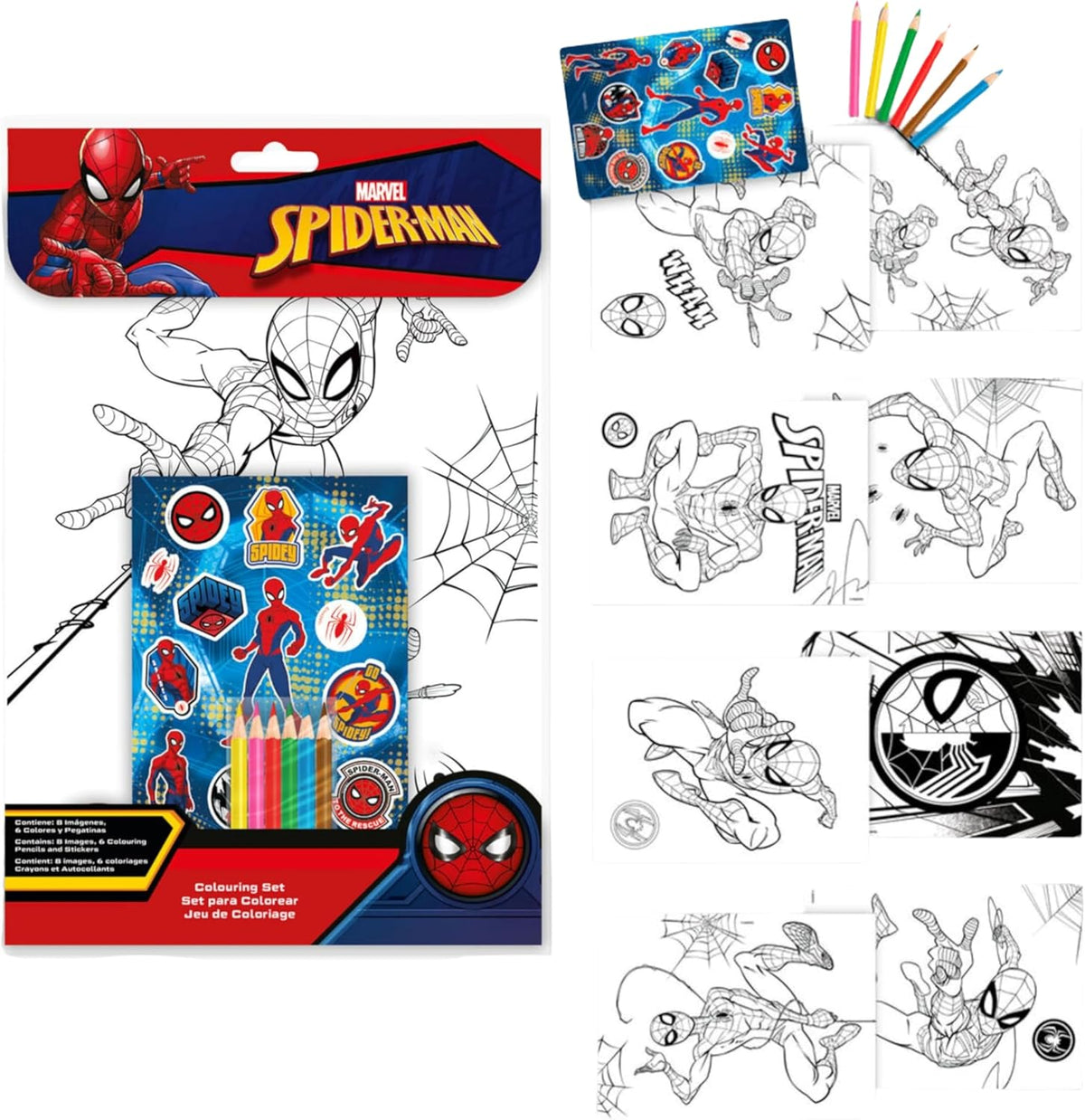 Marvel Spider-Man Kids Licensed Colouring Activity Set with Pencils