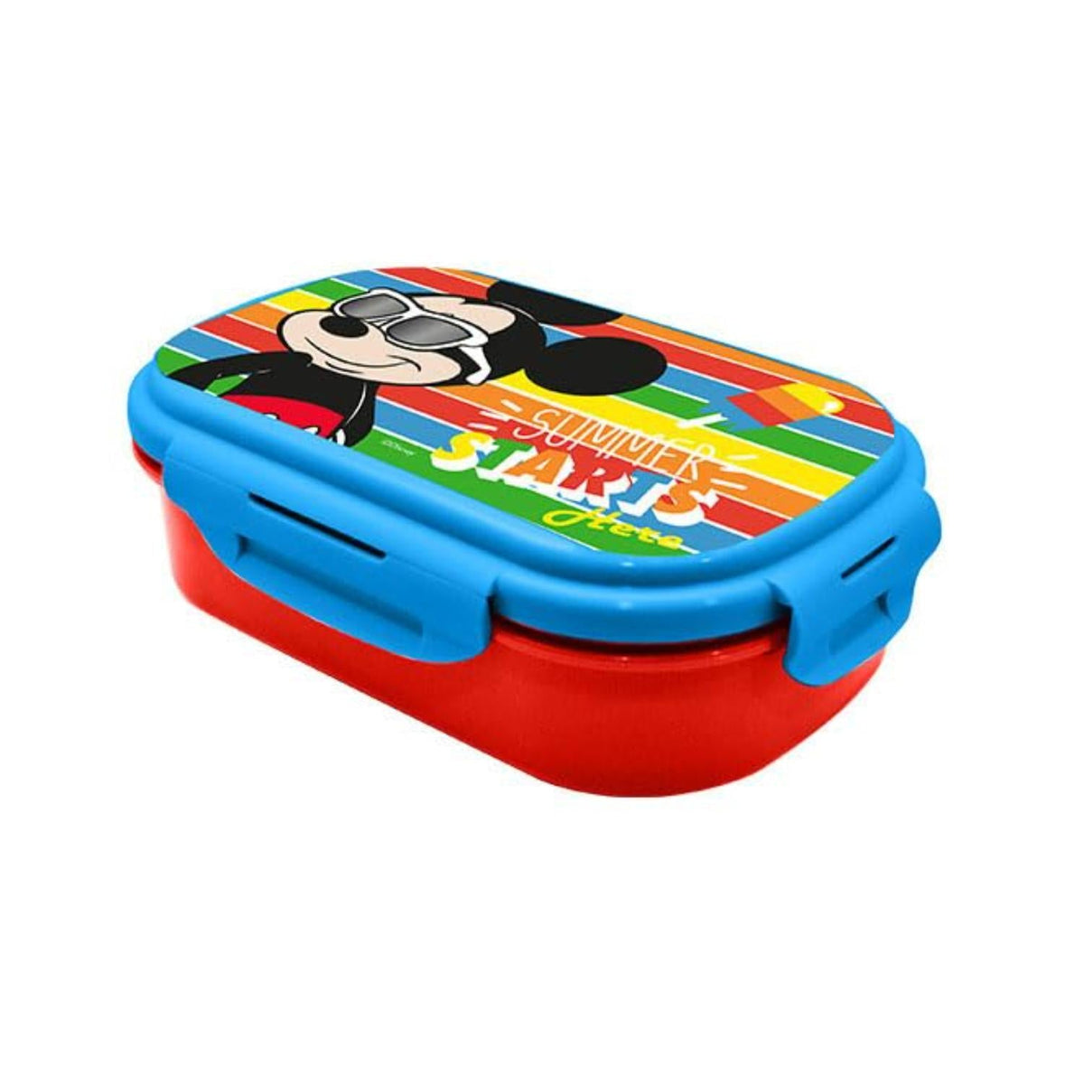 Disney Mickey Mouse Red Blue Kids Licensed Lunch Box with Cutlery