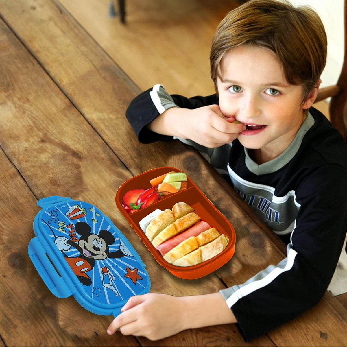 Disney Mickey Mouse Blue Kids Licensed Lunch Box with Cutlery – view 2