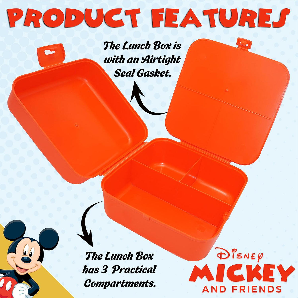 Square Lunch Box 3 Compartments - Mickey Mouse 13cm – view 5