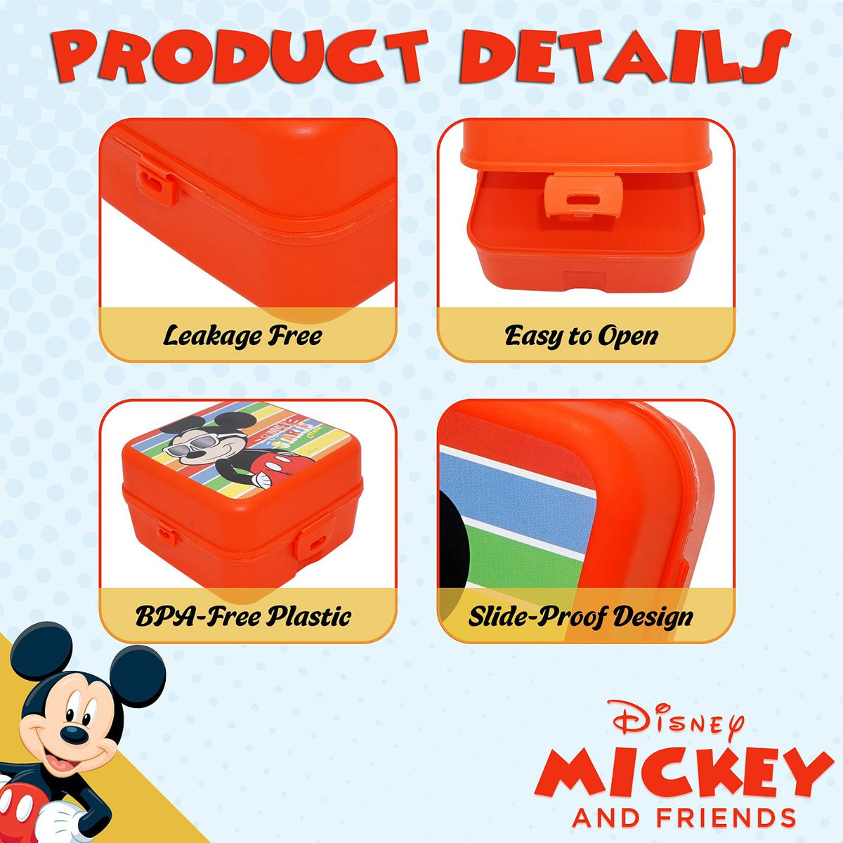 Square Lunch Box 3 Compartments - Mickey Mouse 13cm – view 6
