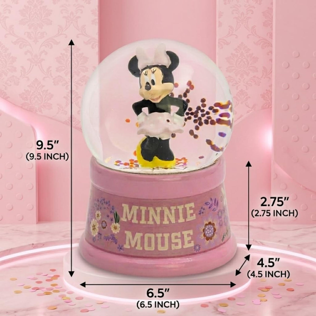 Disney Minnie Mouse Kids Licensed Glass Snow Globe in Gift Box 9.5cm – view 2