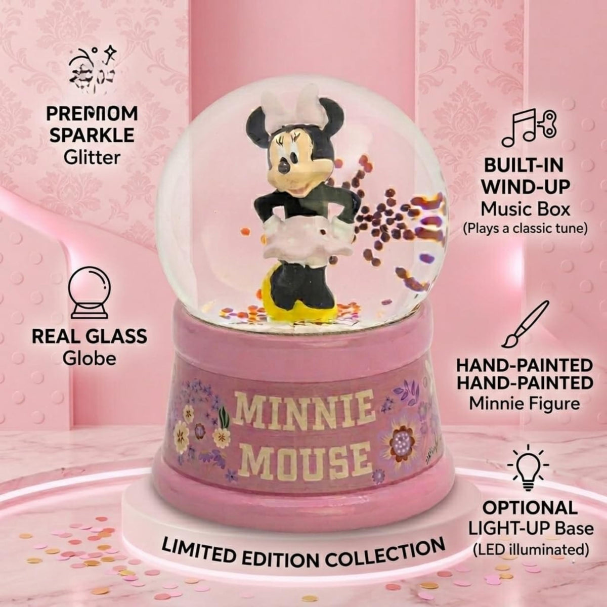 Disney Minnie Mouse Kids Licensed Glass Snow Globe in Gift Box 9.5cm – view 3