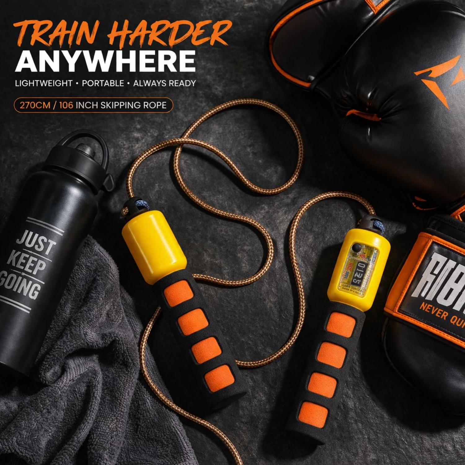 2.7m Adjustable Skipping Rope with Counter - Assorted