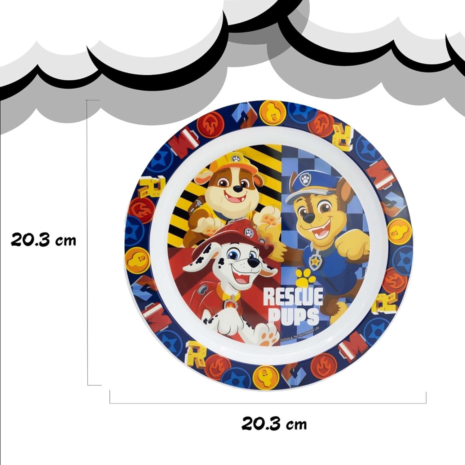 5 Piece Kids Dinnerware Set BPA-Free Plastic Plate Bowl Cup Fork & Spoon