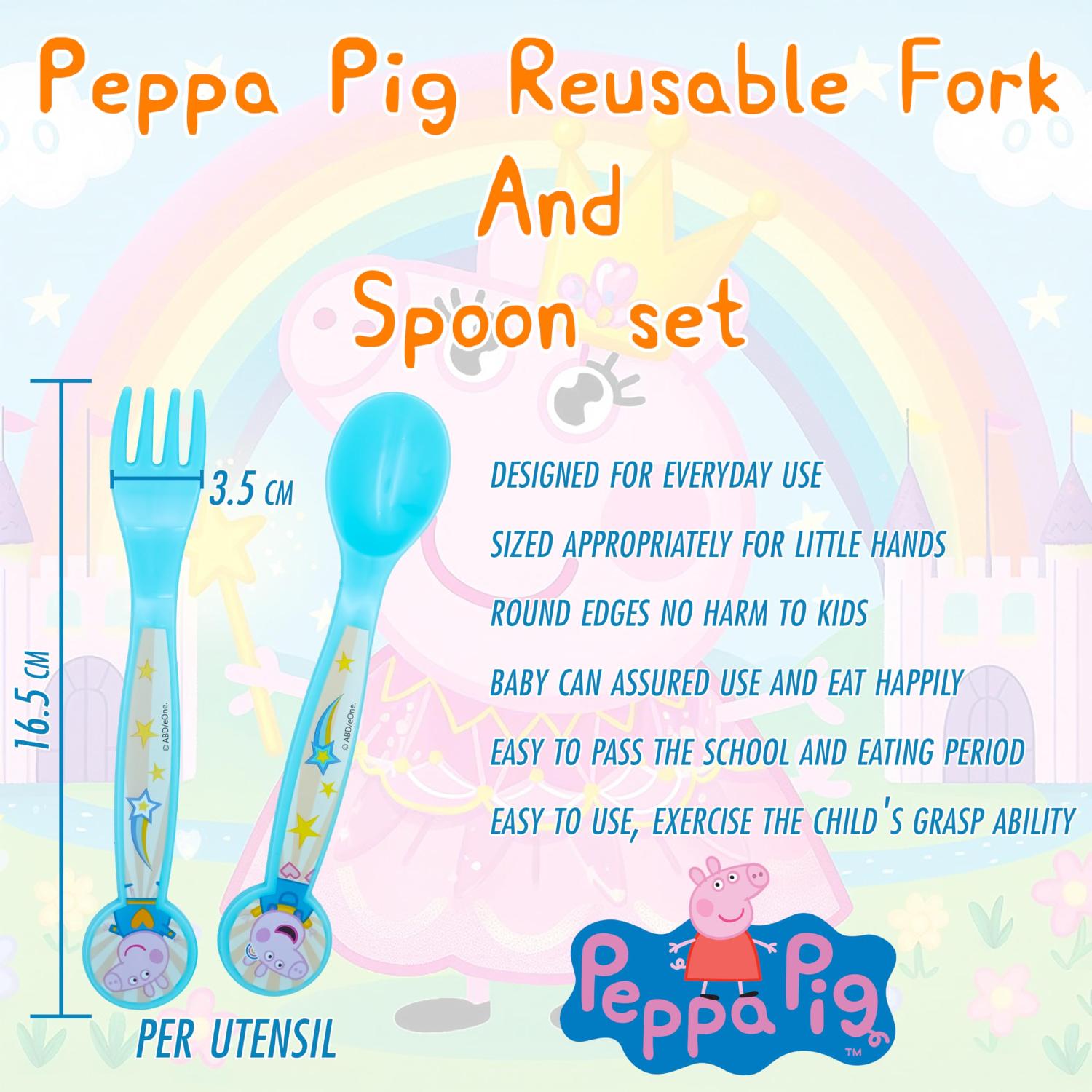 Kids 2 Piece Cutlery Set BPA-Free Plastic Spoon & Fork