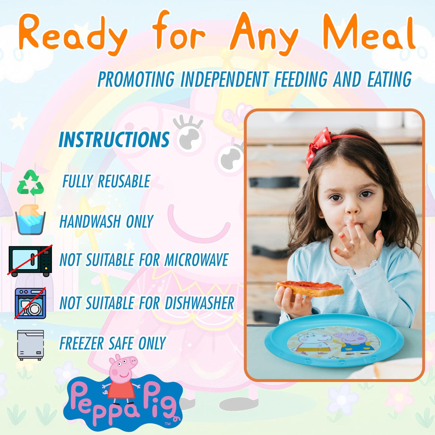 Kids 21.5cm BPA-Free Plastic Plate Reusable Round Snack Plate