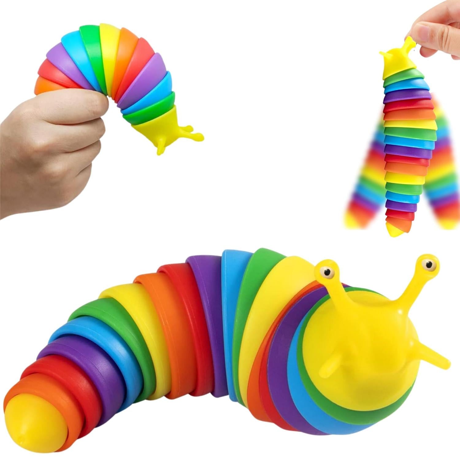 Rainbow Slug Fidget Toy Sensory Click- 20cm