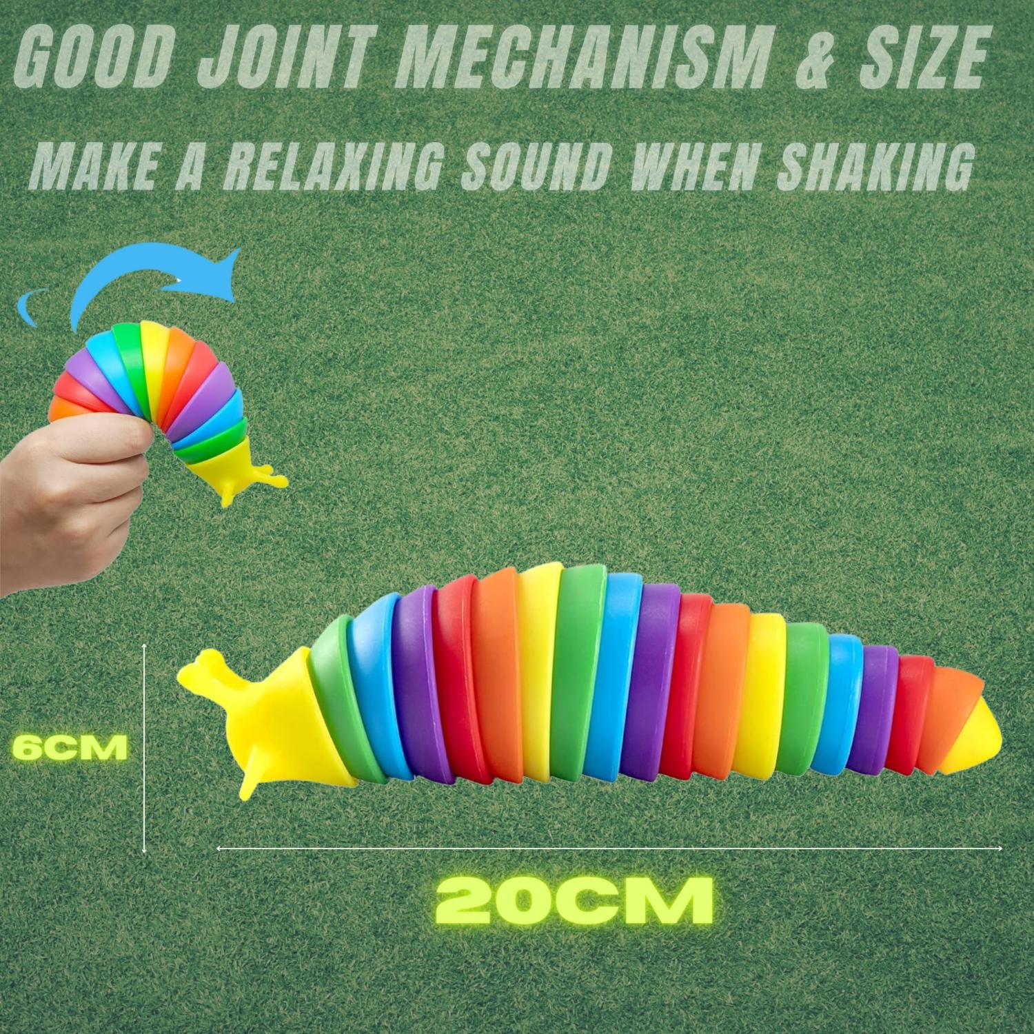 Rainbow Slug Fidget Toy Sensory Click- 20cm