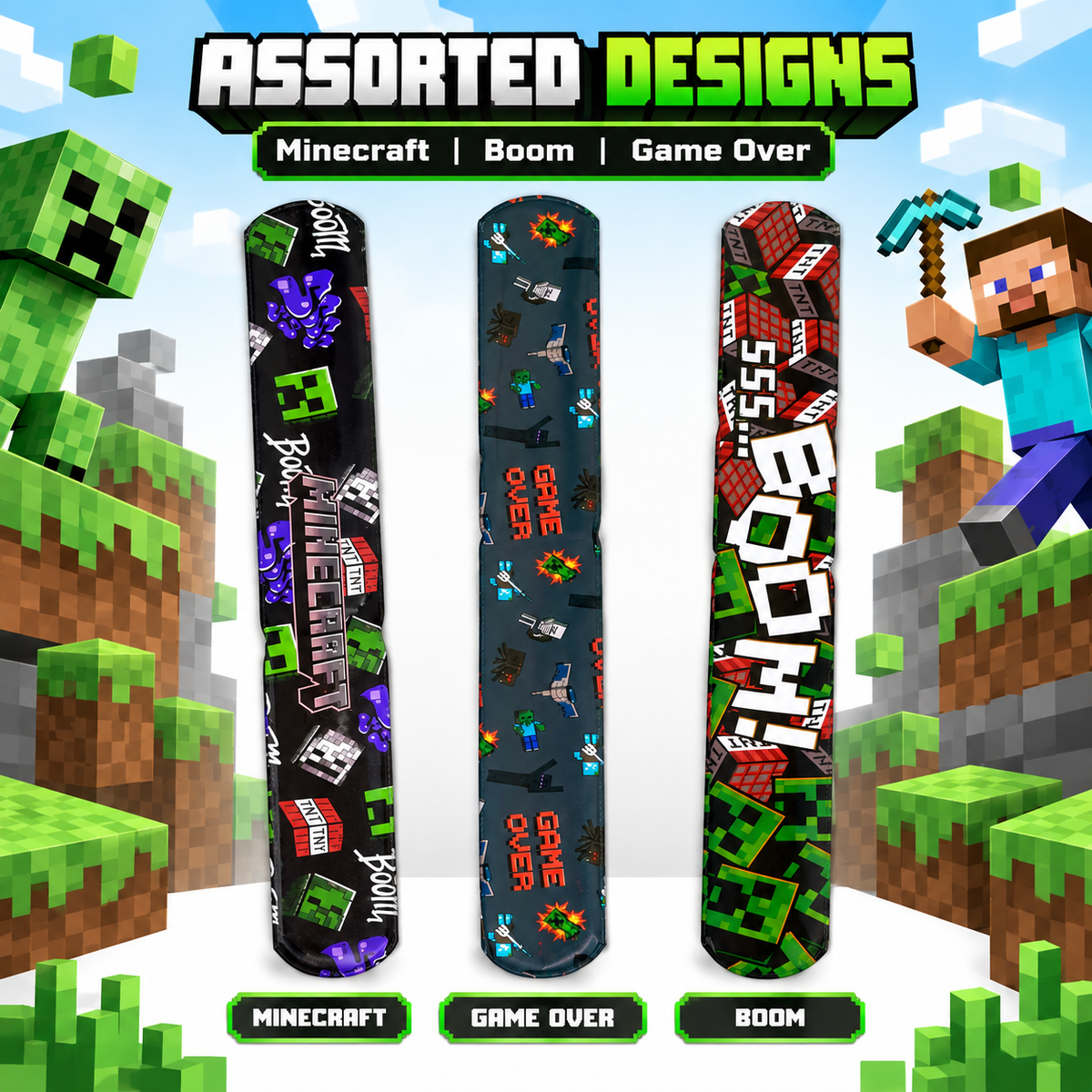 Minecraft Kids Licensed Slap Bands