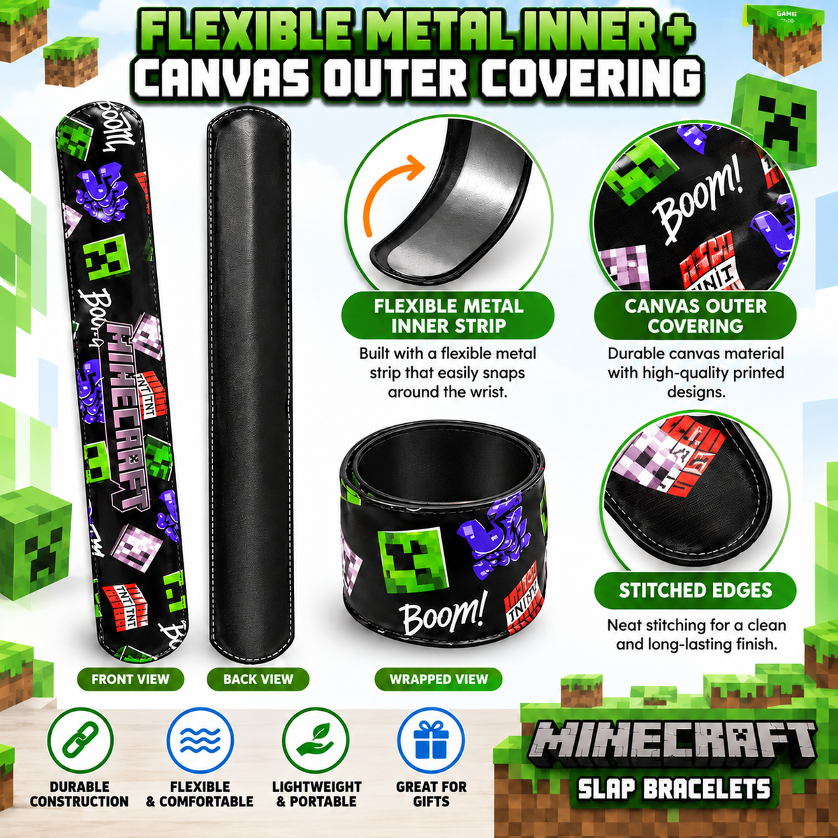Minecraft Kids Licensed Slap Bands