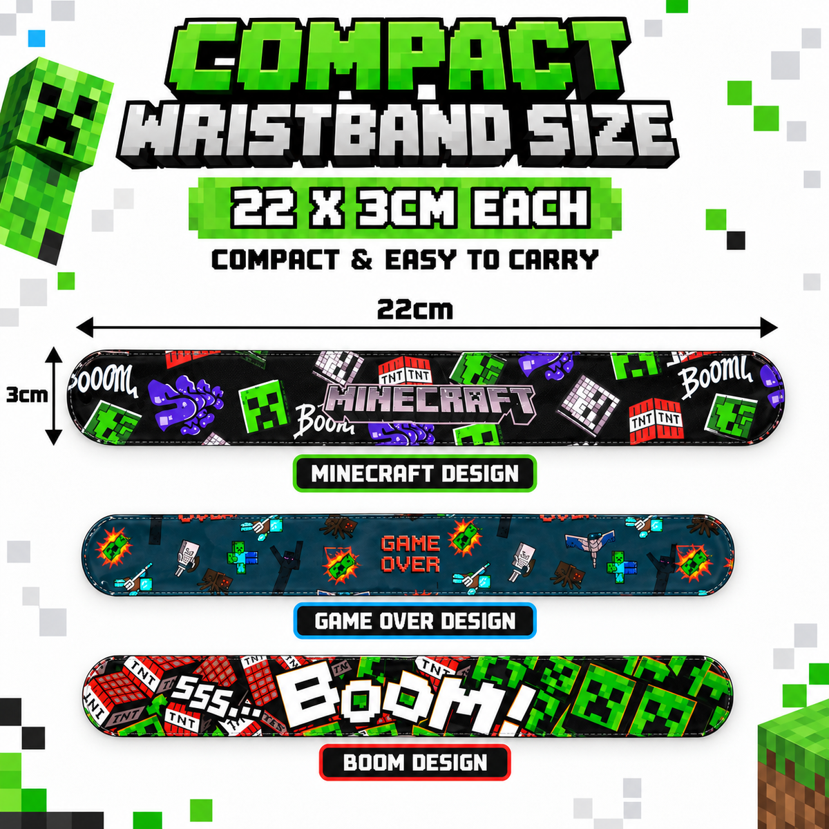 Minecraft Kids Licensed Slap Bands